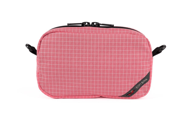 An all-fabric Sakura (pale pink with white grid) 3D Organizer Cube.